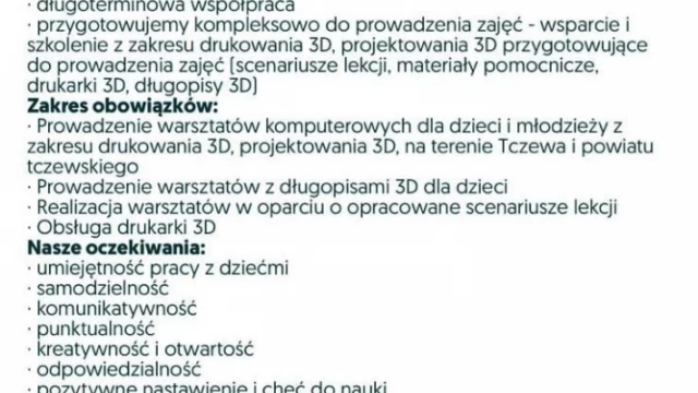 Tczew - Trener projektowania 3D/ druku 3D