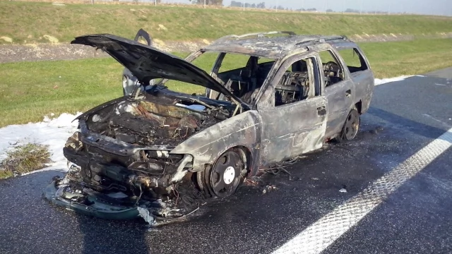 Tczew - A1. Auto stanęło w płomieniach