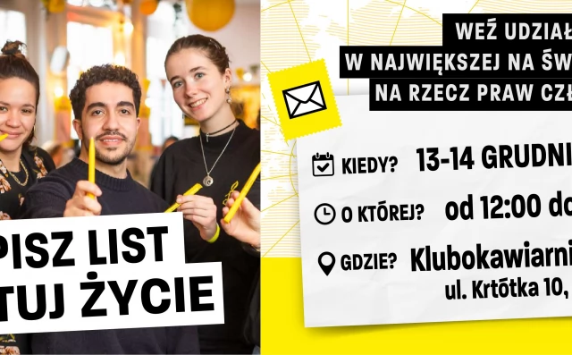 Tczew - Maraton Pisania Listów Amnesty International. Napisz i uratuj życie