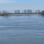 Tczew - Wysoki poziom Wisły - rzeka wylała na łąki po wschodniej stronie
