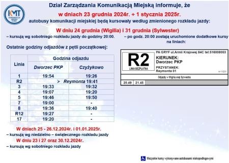 Tczew - Sprawdź, jak w okresie świątecznym pojadą autobusy