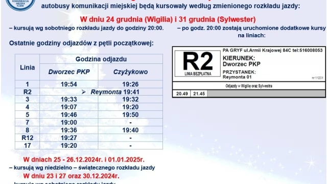 Tczew - Sprawdź, jak w okresie świątecznym pojadą autobusy