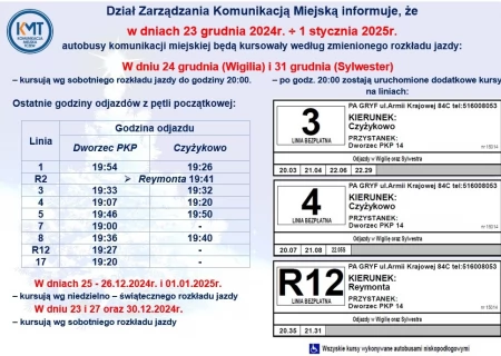 Tczew - Sprawdź, jak w okresie świątecznym pojadą autobusy