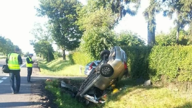 Tczew - Wypadek na dk 91. Śmigłowiec przyleciał po rannego