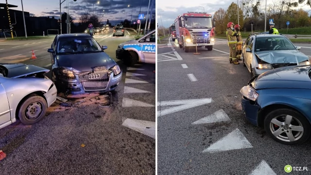 Tczew - Wypadek na Alei Solidarności - dwie osoby trafiły do szpitala