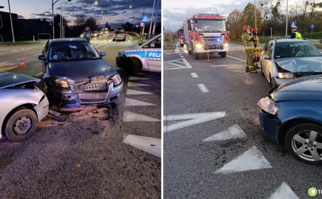 Tczew - Wypadek na Alei Solidarności - dwie osoby trafiły do szpitala