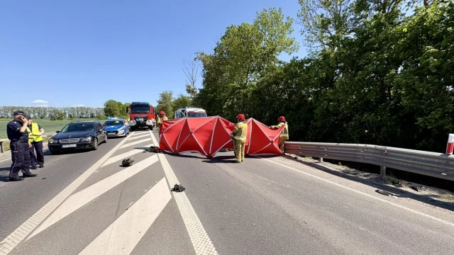Tczew - Zablokowana "22" po wypadku motocyklisty