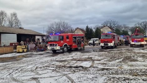 Tczew - Dziesięć zastępów strażackich gasiło pożar hali