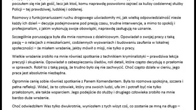 Tczew - List, który dodaje skrzydeł - piękne podziękowania dla tczewskich policjantów
