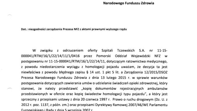 Tczew - Tczewski poseł o szpitalu - złożona oferta właściwa, interpretacja przepisów błędna
