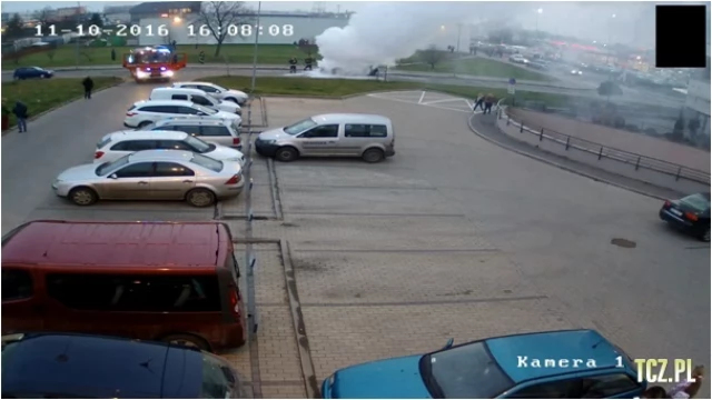 Tczew - Pożar samochodu na ulicy Kilińskiego