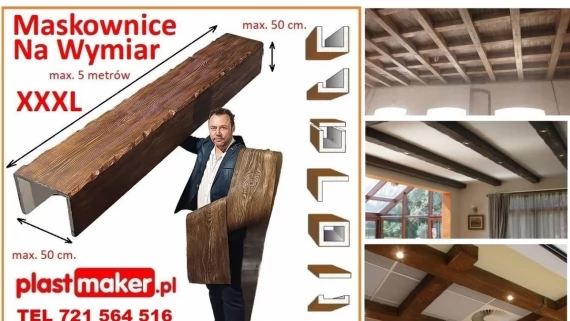 Tczew - belki rustykalne sufitowe maskownice NA WYMIAR drewna fake wood elastyczna deska
