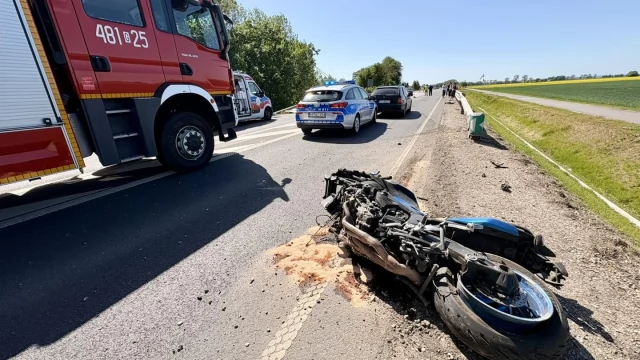 Tczew - Zablokowana "22" po wypadku motocyklisty