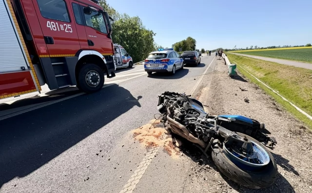 Tczew - Zablokowana "22" po wypadku motocyklisty