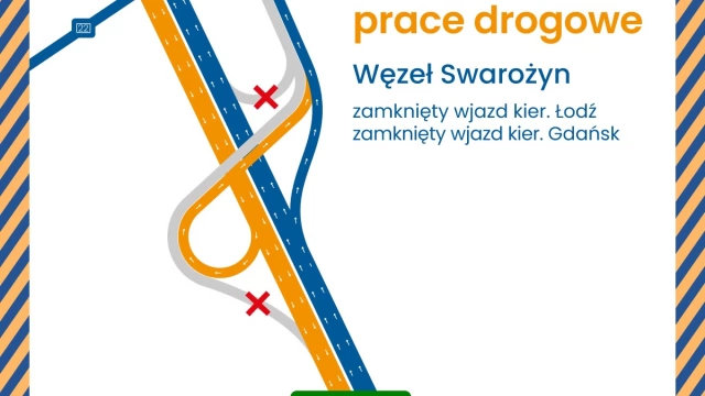 Tczew - W poniedziałek (15.12) częściowe zamknięcie węzła Swarożyn