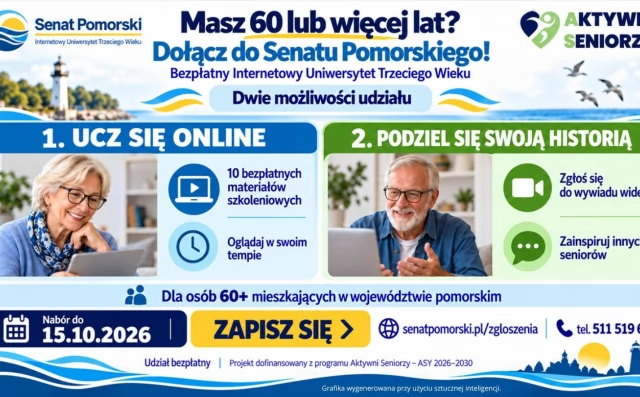 Tczew - Senat Pomorski - internetowy Uniwersytet III Wieku zaprasza osoby 60+