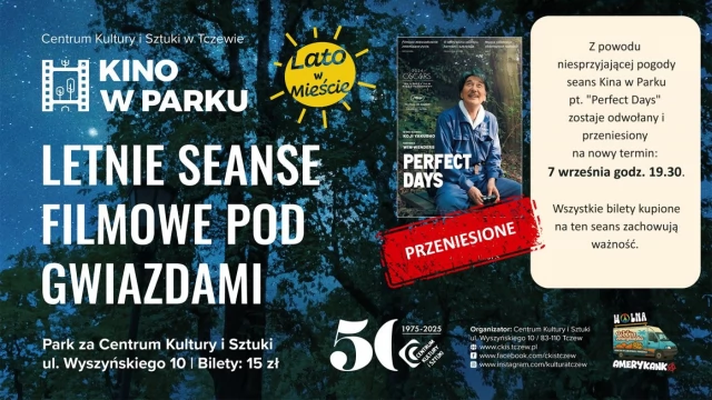 Tczew - Seans przeniesiony na 7.09| Kino w Parku - letnie seanse filmowe