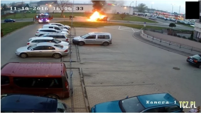 Tczew - Pożar samochodu na ulicy Kilińskiego