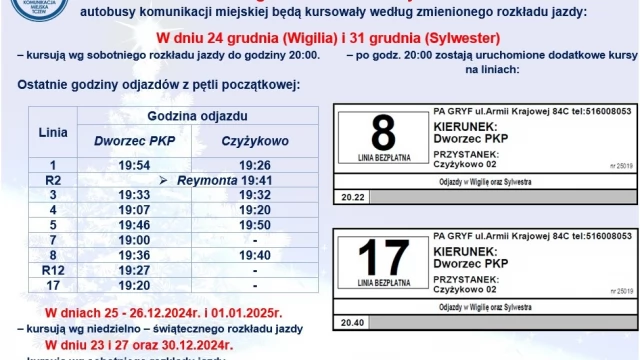 Tczew - Sprawdź, jak w okresie świątecznym pojadą autobusy