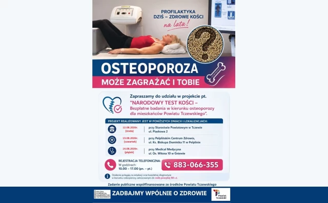 Tczew - Bezpłatne badania w kierunku osteoporozy dla mieszkańców Powiatu Tczewskiego