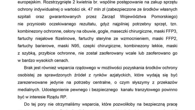 Tczew - Dramatyczny list władz województwa do resortu zdrowia. "Stan zapasów na poziomie krytycznym"