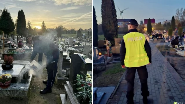 Tczew - Policjanci czuwają nad bezpieczeństwem na cmentarzach - apel o rozwagę i ostrożność