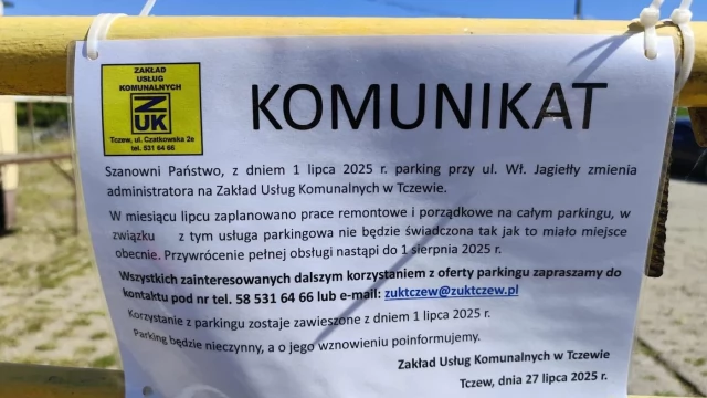 Tczew - ZUK przejmuje duży parking na Suchostrzygach