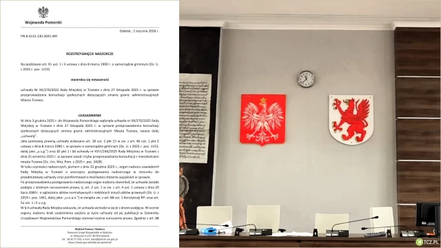 Tczew - Wojewoda unieważniła uchwałę ws. konsultacji o poszerzenie granic. W czwartek nadzwyczajna sesja