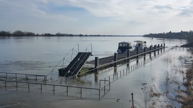 Tczew - Wysoki poziom Wisły - rzeka wylała na łąki po wschodniej stronie