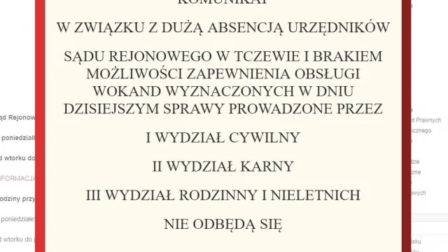 Tczew - Strajk w Sądzie Rejonowym. Sprawy spadły z wokandy!