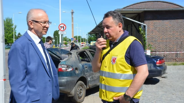 Tczew - Wypadek, ale nie ma łączności... Na szczęście to tylko ćwiczenia