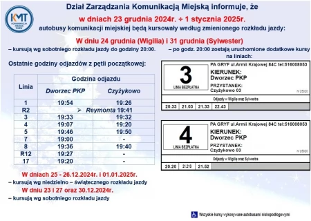 Tczew - Sprawdź, jak w okresie świątecznym pojadą autobusy