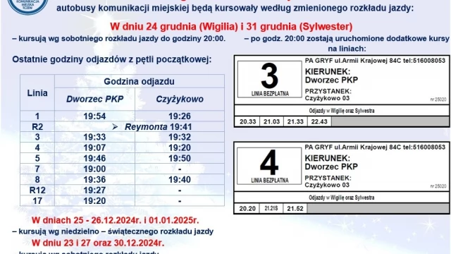 Tczew - Sprawdź, jak w okresie świątecznym pojadą autobusy