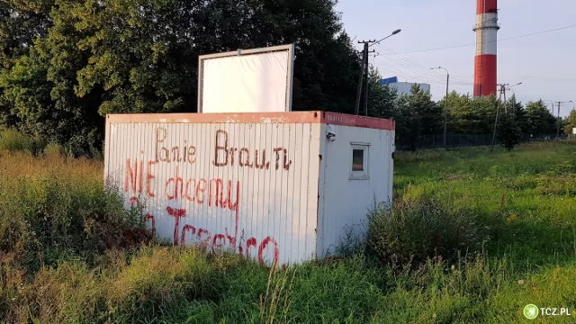 Tczew - Rokitki nie chcą do Tczewa!? Protest na ścianie kontenera