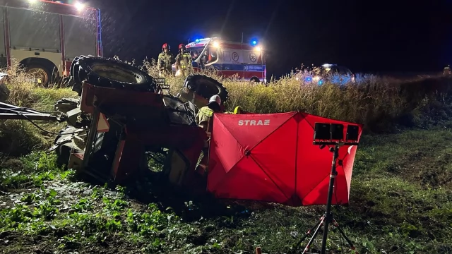 Tczew - Tragedia pod Gniewem. Mężczyzna przygnieciony przez ciągnik