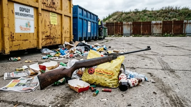Tczew - Wiatrówka w śmietniku. Na miejsce wezwano policję