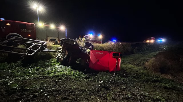 Tczew - Tragedia pod Gniewem. Mężczyzna przygnieciony przez ciągnik