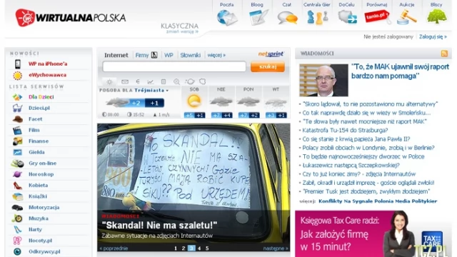 Tczew - (Anty)Reklama Tczewa na WP.PL (na głównej stronie)