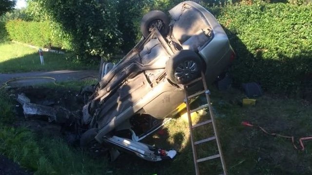 Tczew - Wypadek na dk 91. Śmigłowiec przyleciał po rannego