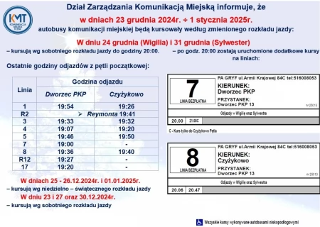 Tczew - Sprawdź, jak w okresie świątecznym pojadą autobusy