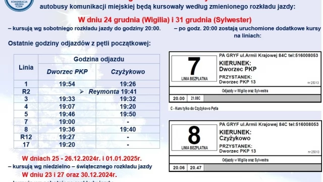 Tczew - Sprawdź, jak w okresie świątecznym pojadą autobusy