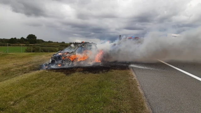 Tczew - Pożar na autostradzie A1