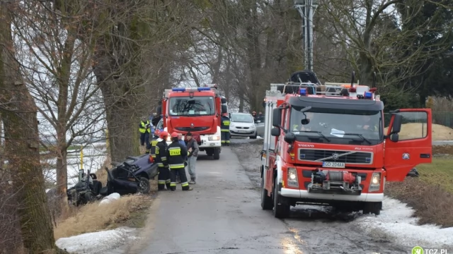 Tczew - Wypadek w Narkowach. Ranna osoba uwięziona w aucie
