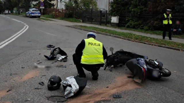 Tczew - Policjanci pracowali w miejscu wypadku - nieustąpienie pierwszeństwa