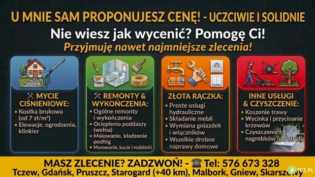 Tczew - Remonty Mycie Kostki Prace Ogrodowe Złota Rączka