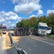 Tczew - Przewrócona ciężarówka zablokowała drogę w obu kierunkach