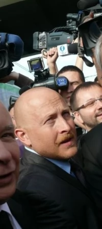 Kazimierz Smoliński (z prawej) podczas wizyty Jarosława Kaczyńskiego w Tczewie