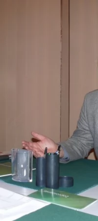 Poseł Eugeniusz Kłopotek (z prawej) z Piotrem Odyą podczas dyżuru w Tczewie