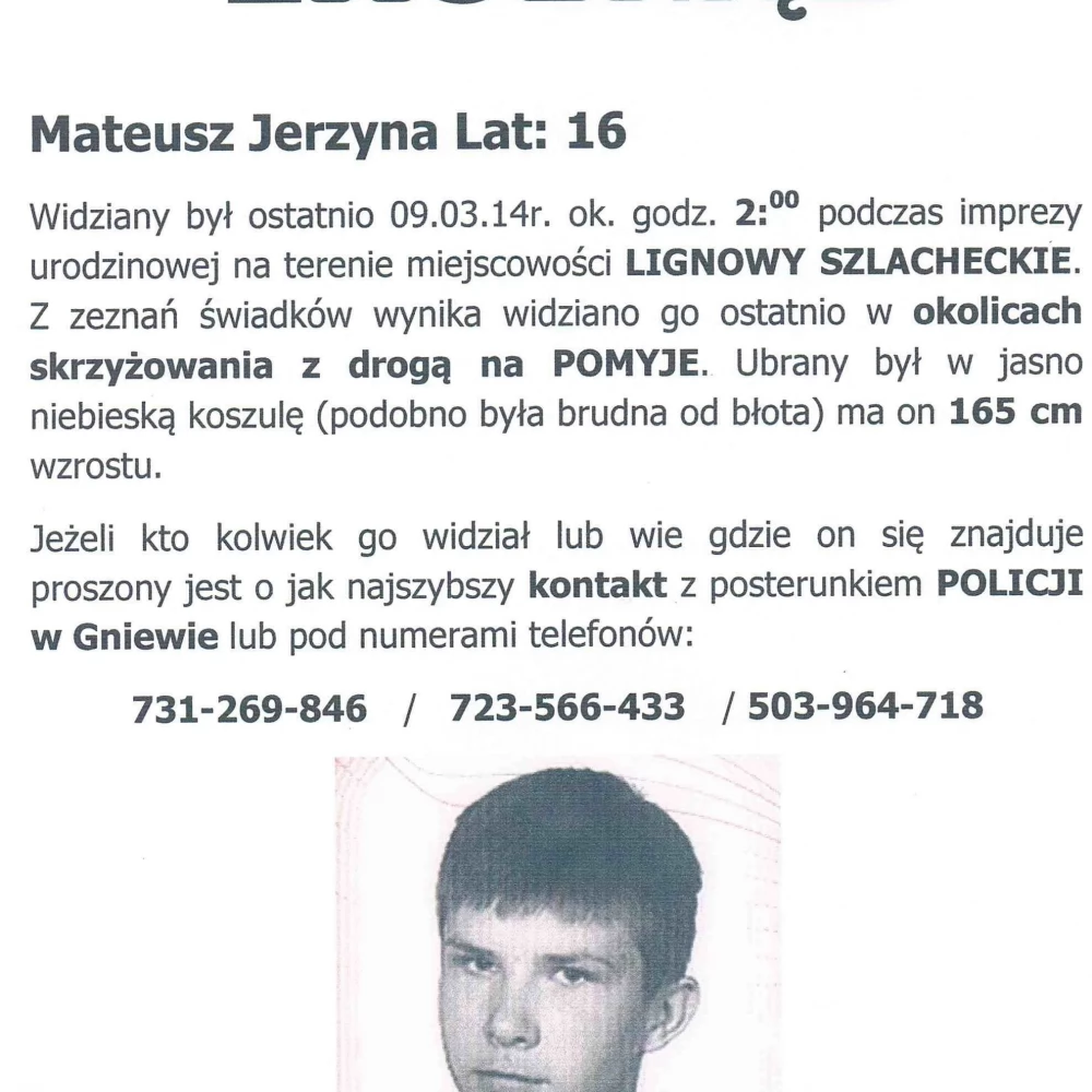 Zaginął 16-latek. Rodzina liczy na pomoc