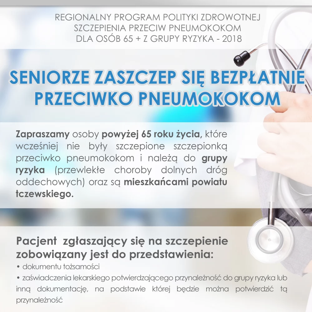 Seniorze, zaszczep się bezpłatnie przeciwko pneumokokom!